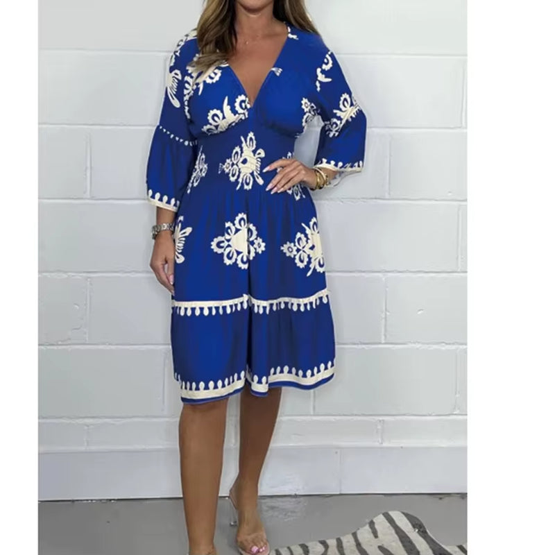 Elegant V-Neck Midi Dress