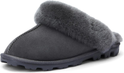 Women'S Genuine Australian Sheepskin Slippers, 18Mm Wool Pile, Memory Foam, Durable Anti-Slip EVA Sole