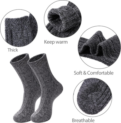 Womens 5 Pairs Soft Thick Comfort Casual Cotton Warm Wool Crew Winter Socks