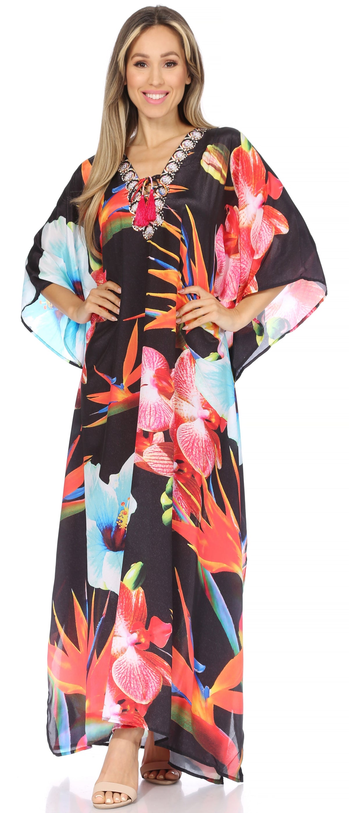 Plus Size Tropical Caftan Maxi Dress & Cover-Up