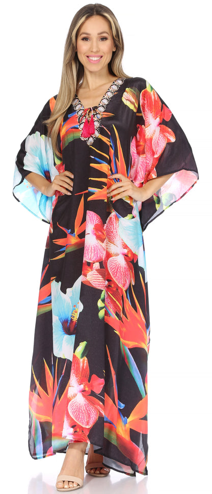 Plus Size Tropical Caftan Maxi Dress & Cover-Up