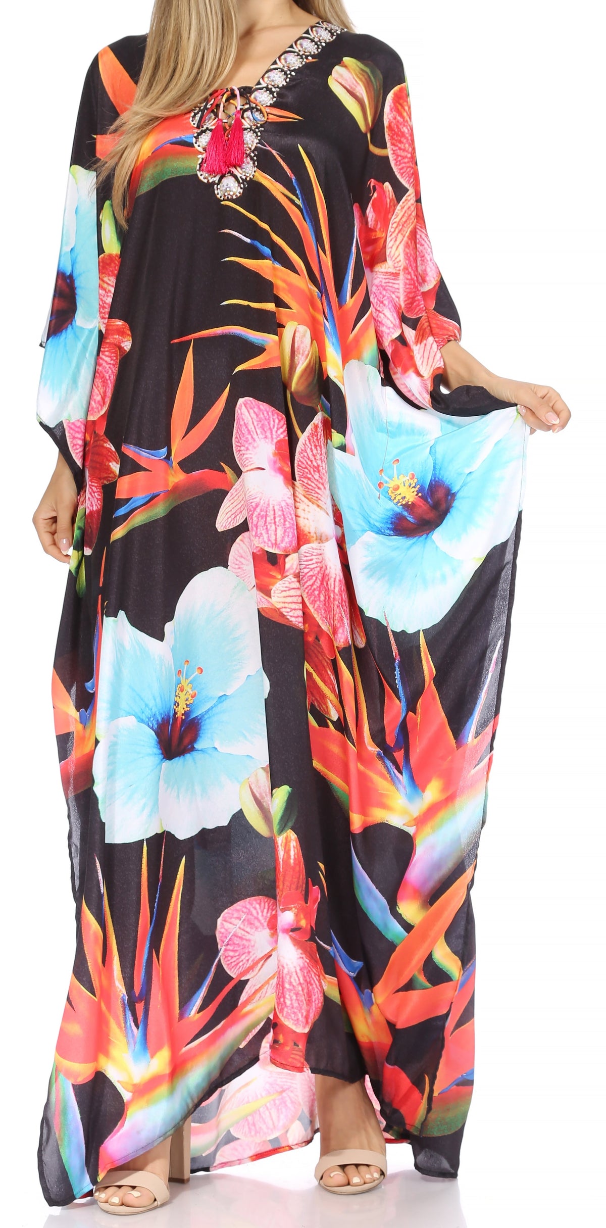 Plus Size Tropical Caftan Maxi Dress & Cover-Up