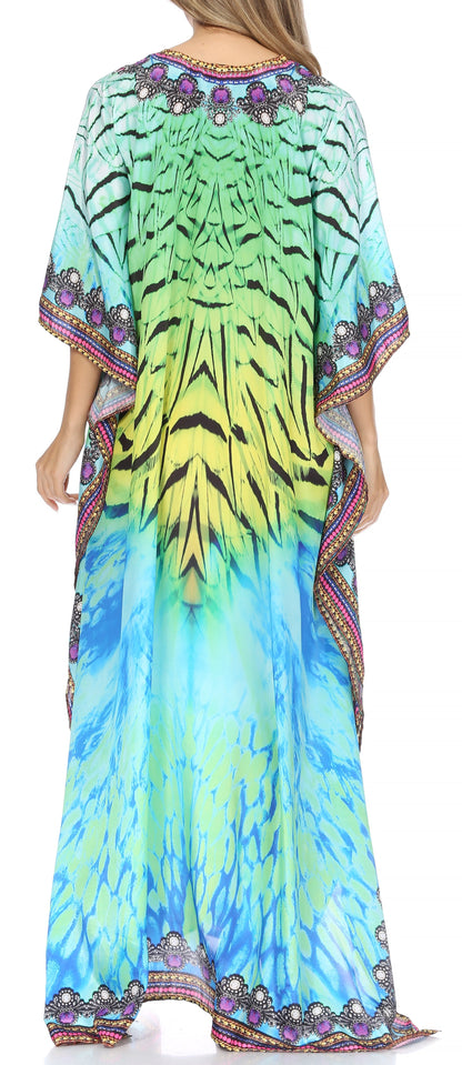 Plus Size Tropical Caftan Maxi Dress & Cover-Up