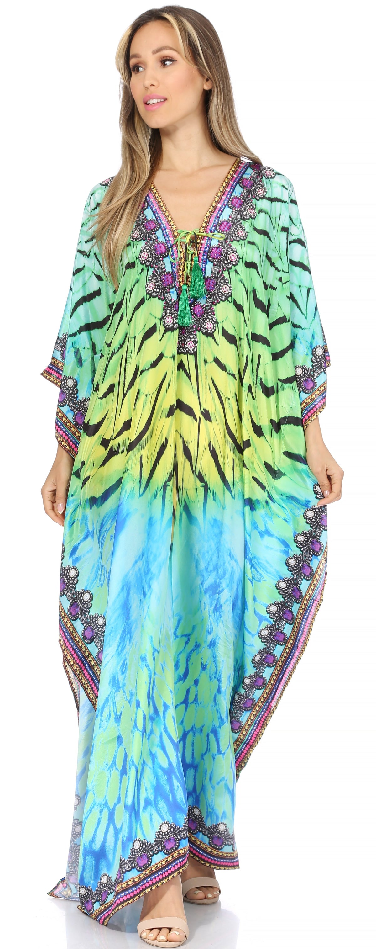 Plus Size Tropical Caftan Maxi Dress & Cover-Up