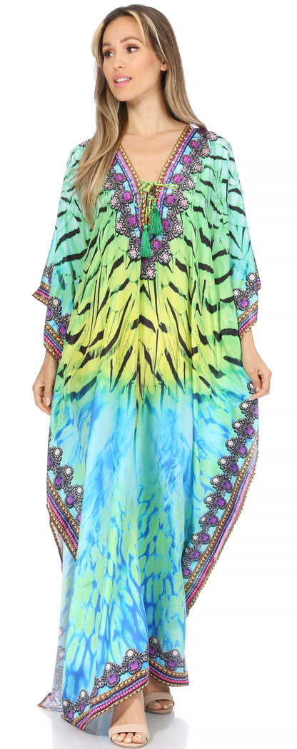 Plus Size Tropical Caftan Maxi Dress & Cover-Up
