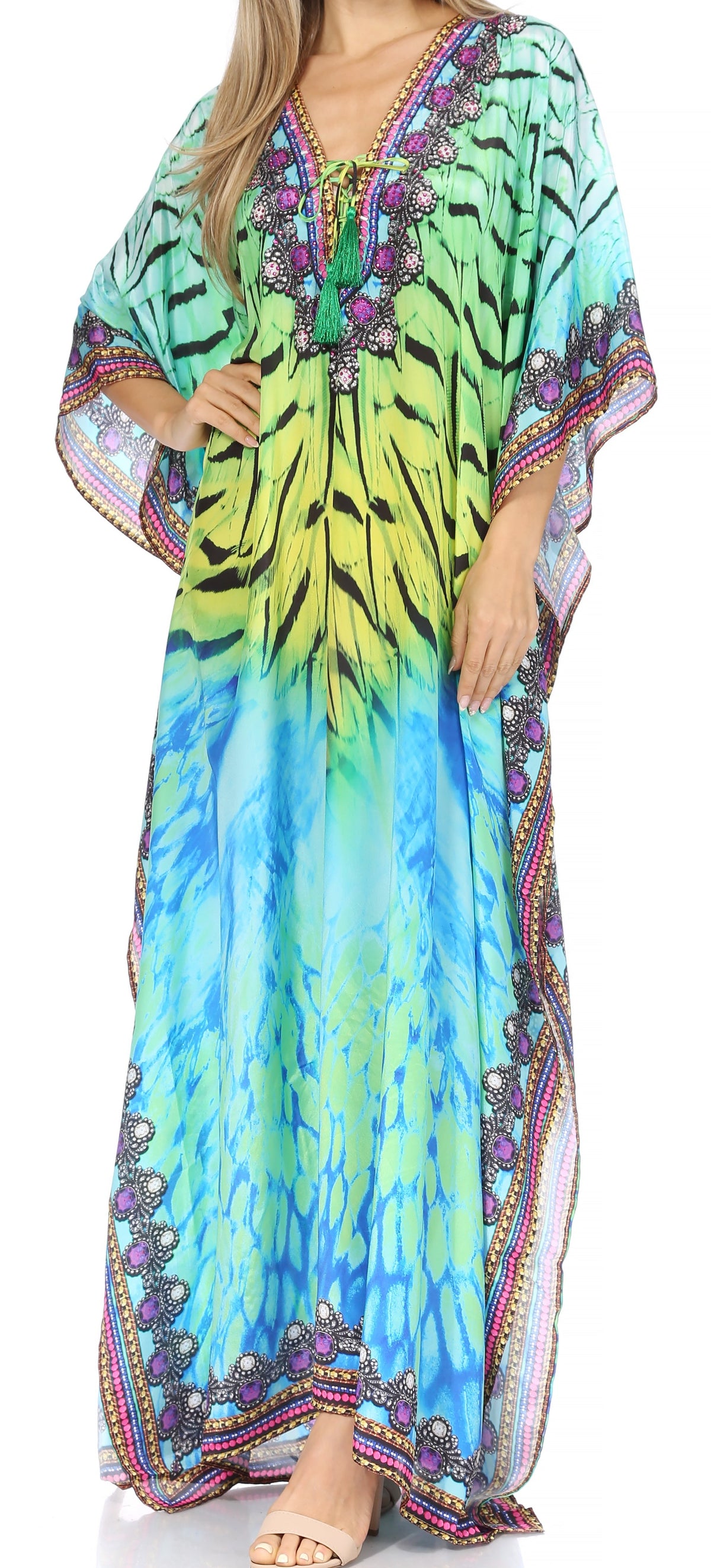Plus Size Tropical Caftan Maxi Dress & Cover-Up