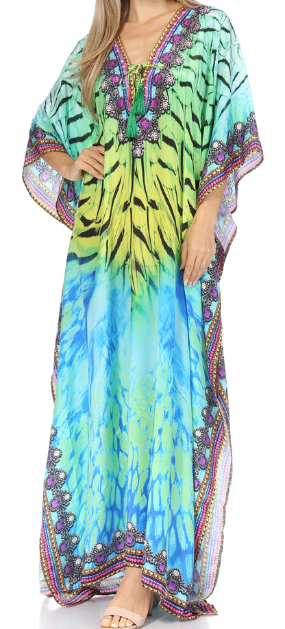 Plus Size Tropical Caftan Maxi Dress & Cover-Up