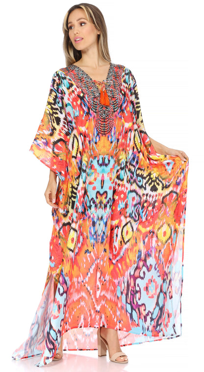 Plus Size Tropical Caftan Maxi Dress & Cover-Up