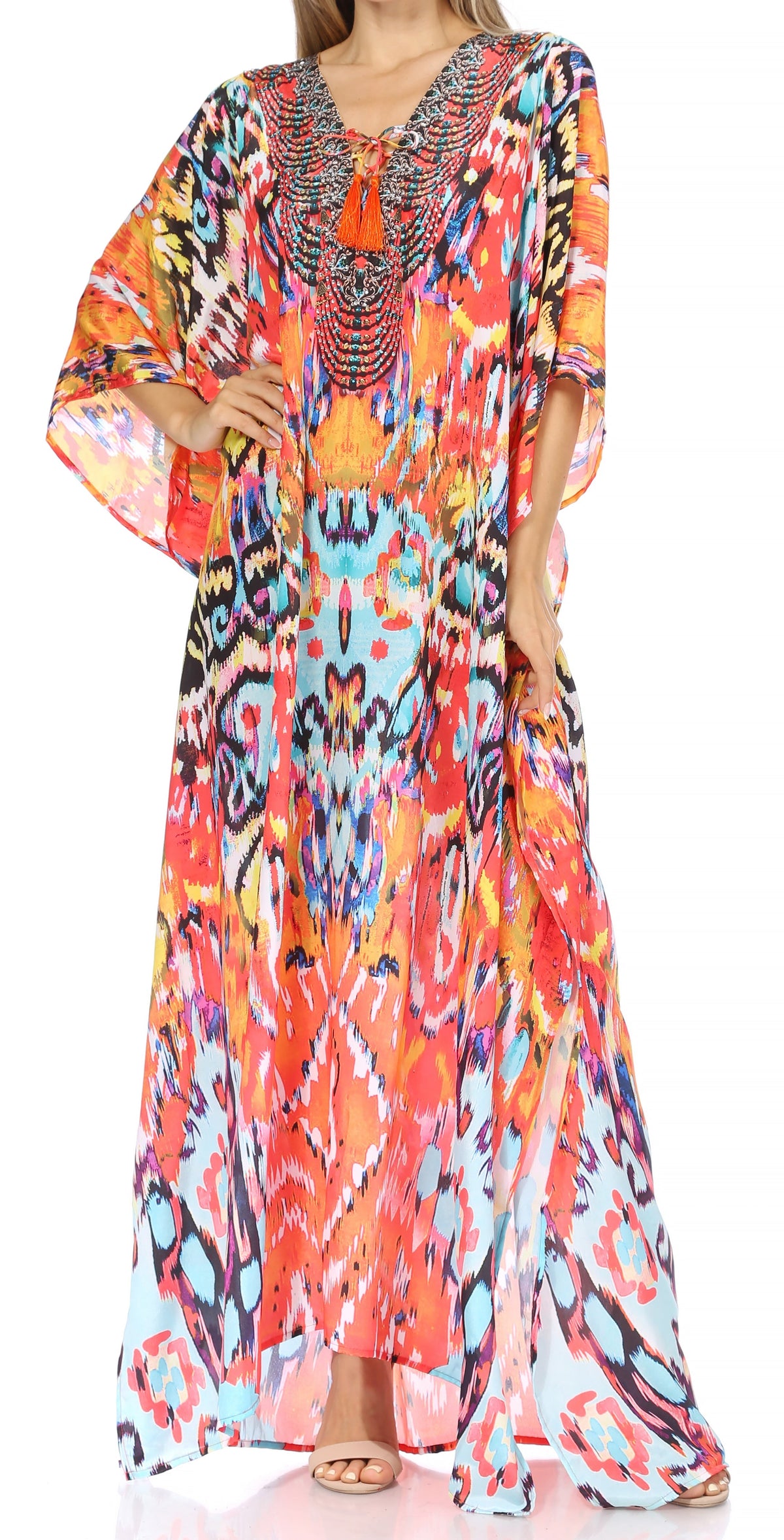 Plus Size Tropical Caftan Maxi Dress & Cover-Up