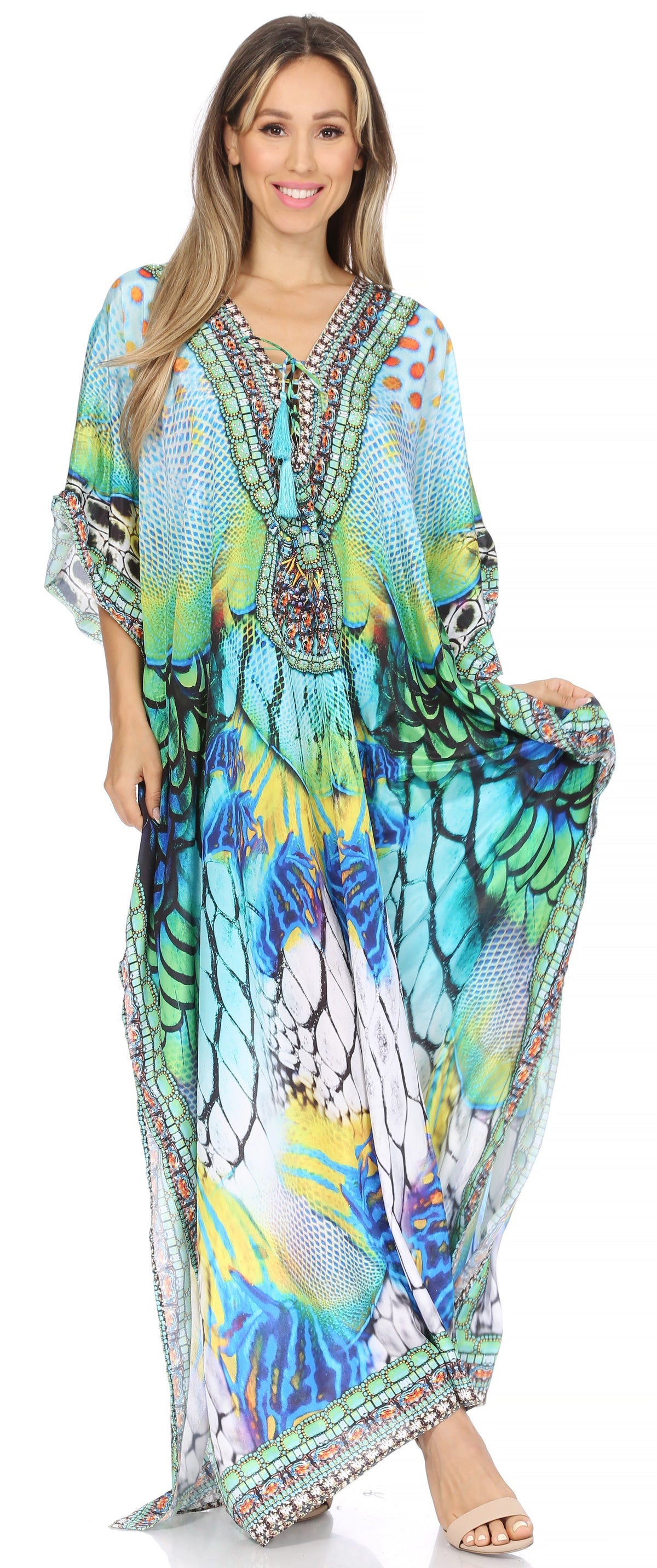 Plus Size Tropical Caftan Maxi Dress & Cover-Up