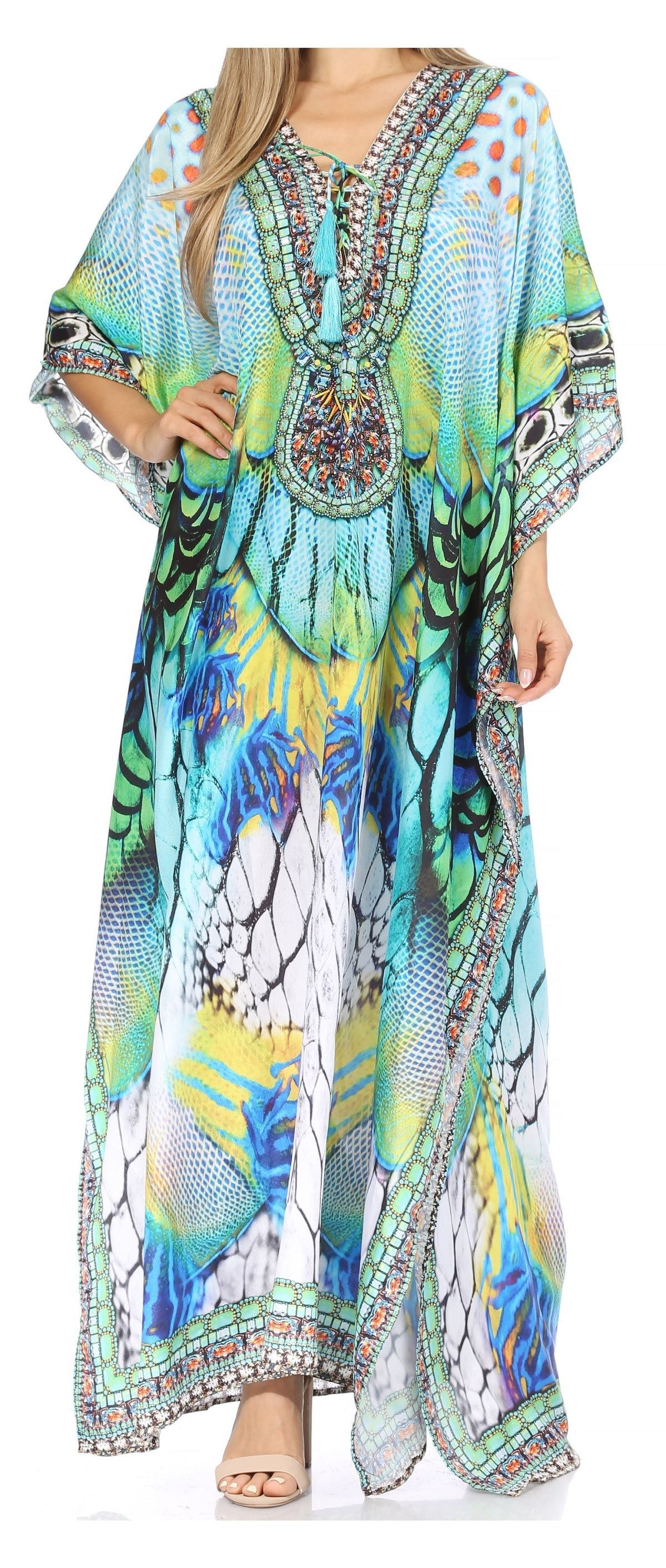 Plus Size Tropical Caftan Maxi Dress & Cover-Up