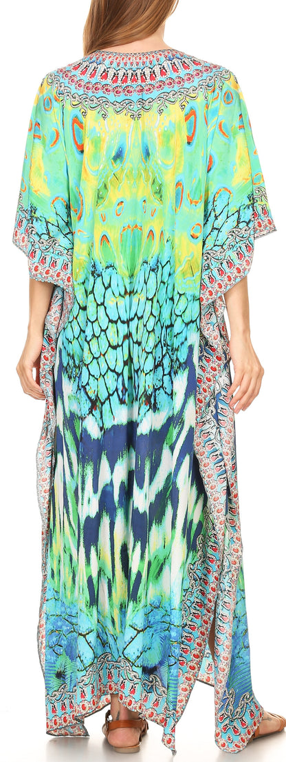 Plus Size Tropical Caftan Maxi Dress & Cover-Up