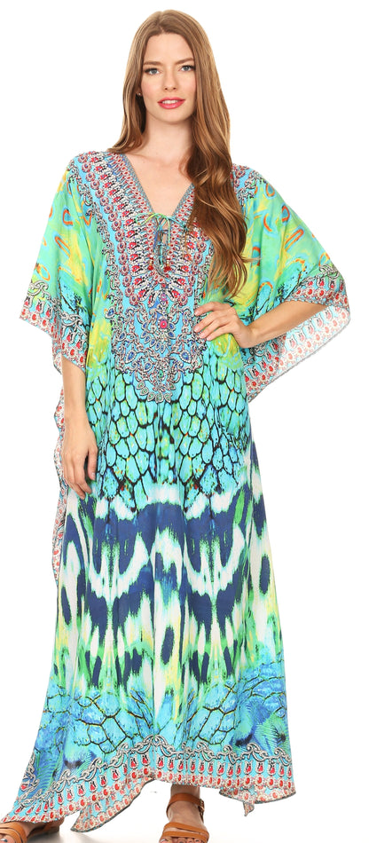 Plus Size Tropical Caftan Maxi Dress & Cover-Up