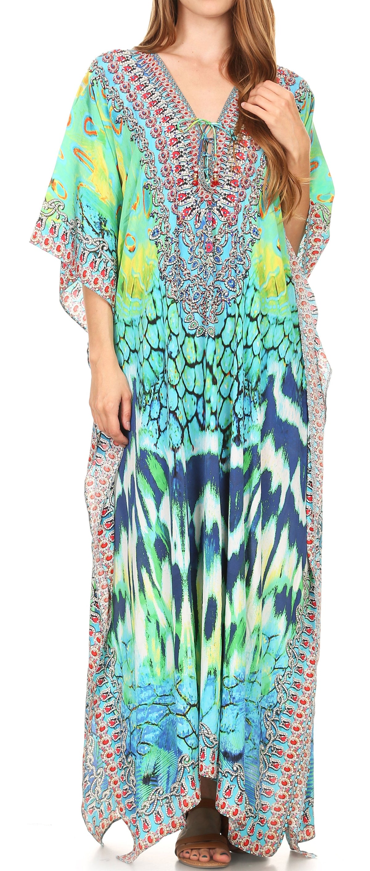 Plus Size Tropical Caftan Maxi Dress & Cover-Up