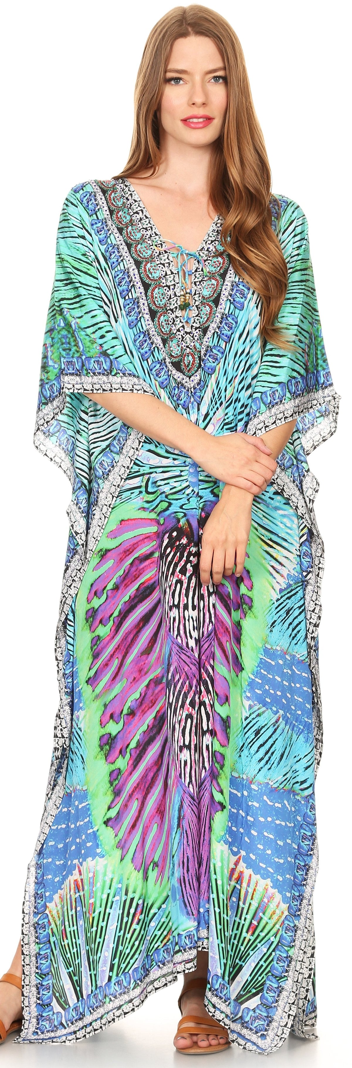 Plus Size Tropical Caftan Maxi Dress & Cover-Up