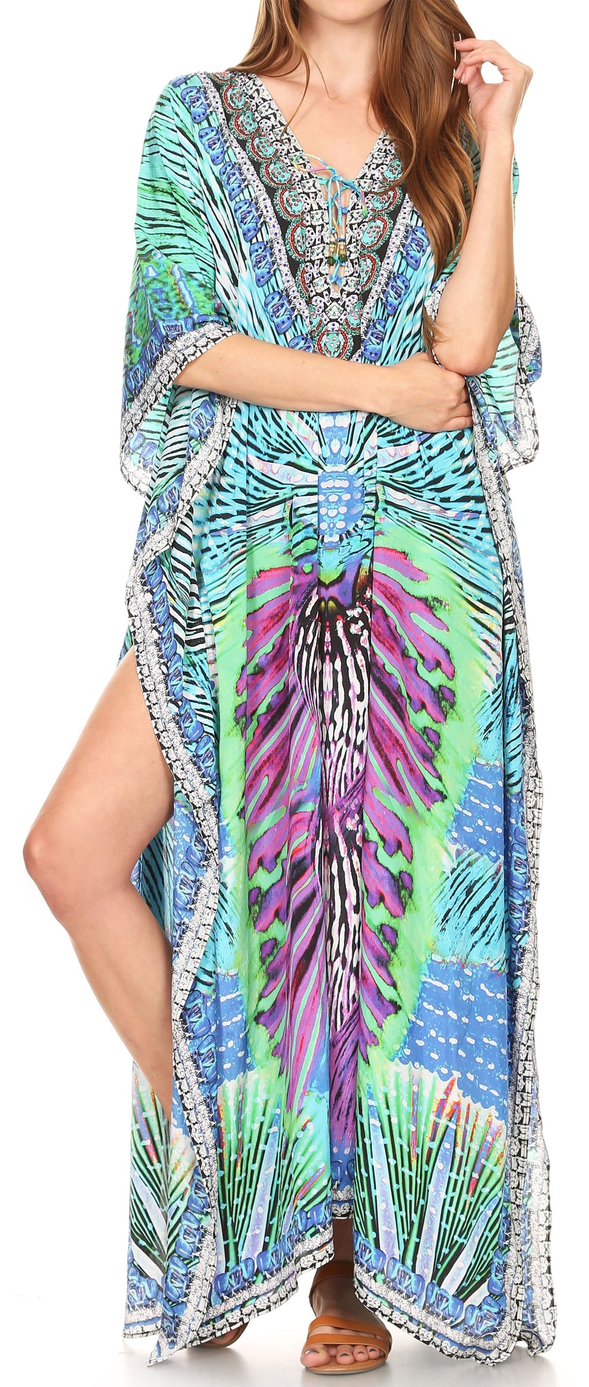 Plus Size Tropical Caftan Maxi Dress & Cover-Up