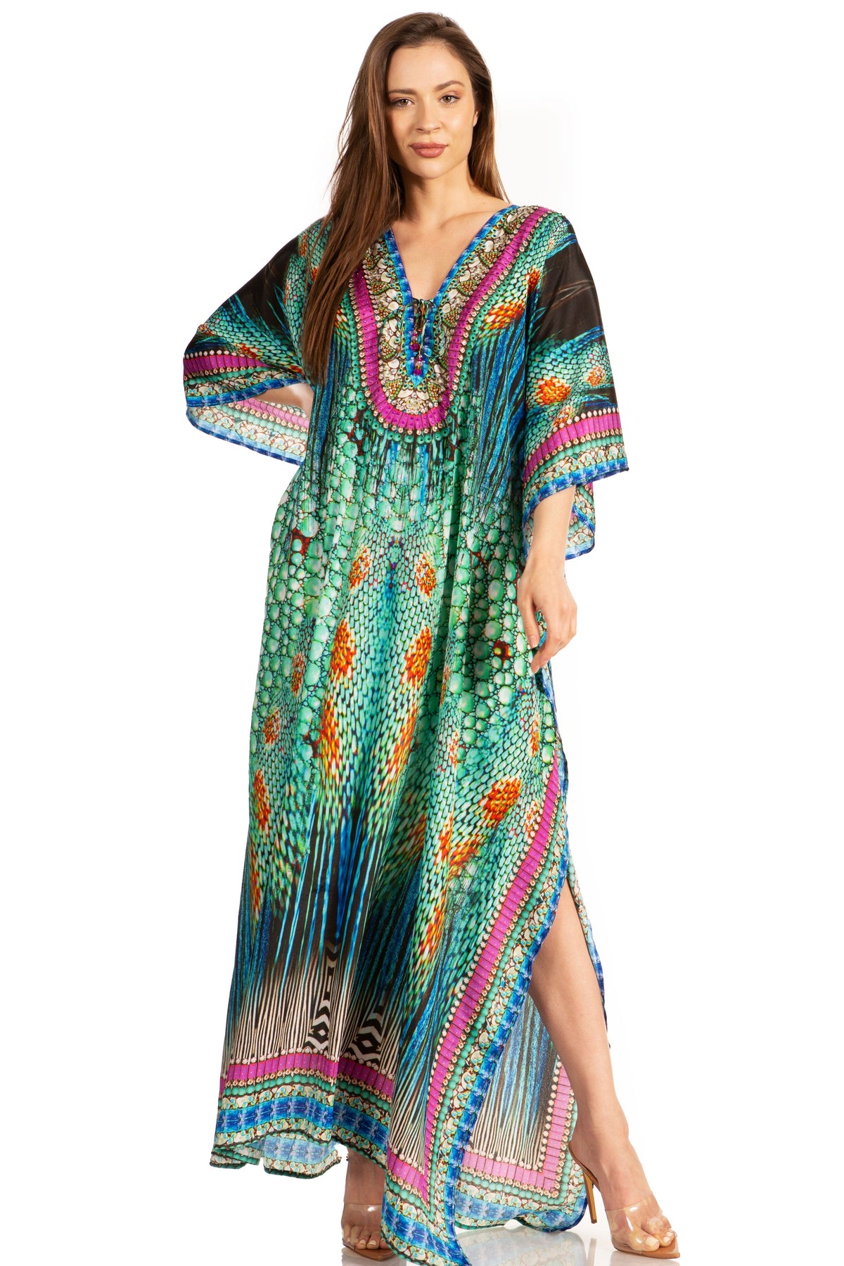 Plus Size Tropical Caftan Maxi Dress & Cover-Up