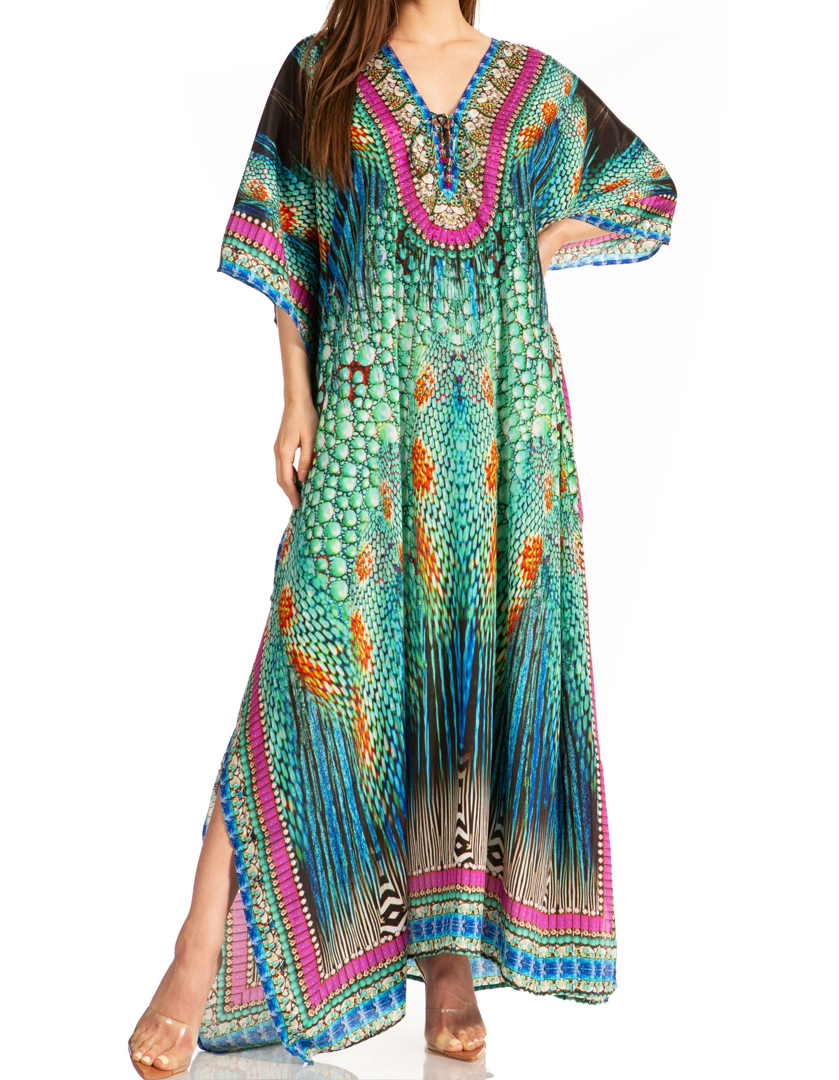 Plus Size Tropical Caftan Maxi Dress & Cover-Up