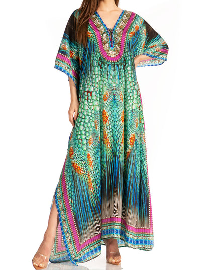 Plus Size Tropical Caftan Maxi Dress & Cover-Up