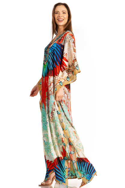 Plus Size Tropical Caftan Maxi Dress & Cover-Up