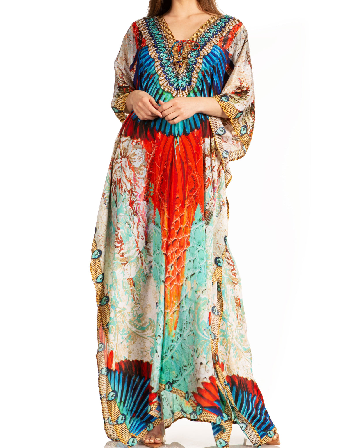 Plus Size Tropical Caftan Maxi Dress & Cover-Up