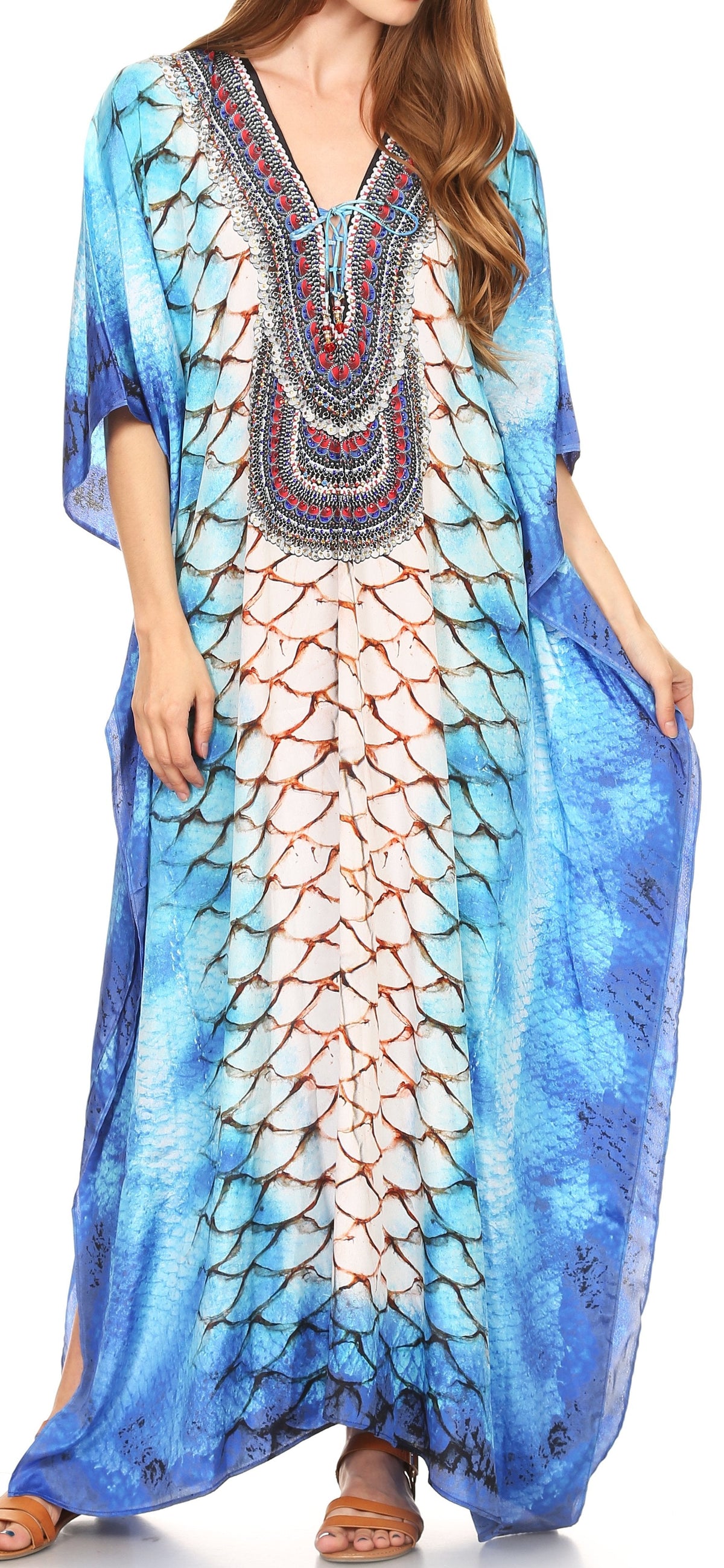 Plus Size Tropical Caftan Maxi Dress & Cover-Up