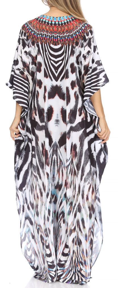 Plus Size Tropical Caftan Maxi Dress & Cover-Up