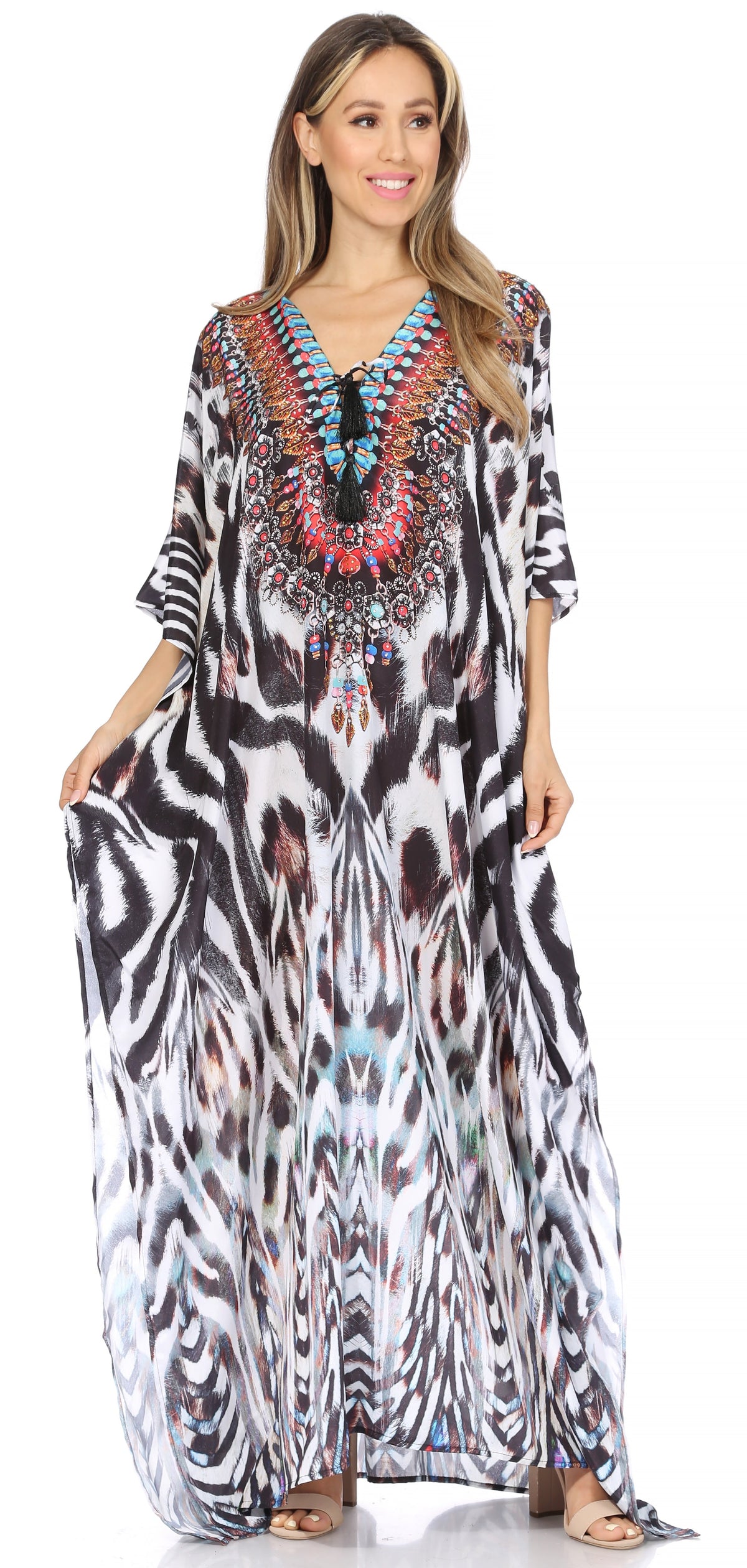 Plus Size Tropical Caftan Maxi Dress & Cover-Up