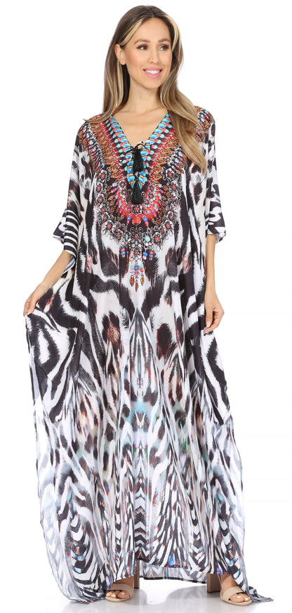 Plus Size Tropical Caftan Maxi Dress & Cover-Up