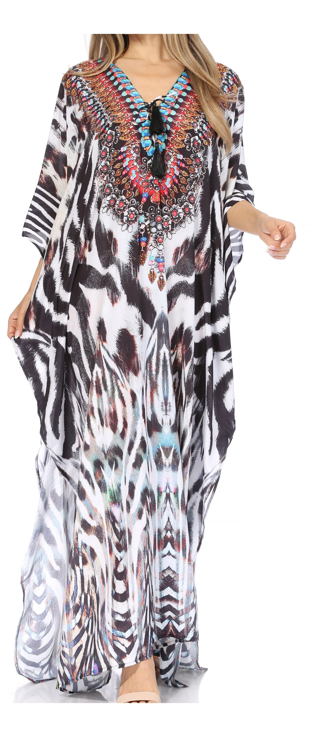 Plus Size Tropical Caftan Maxi Dress & Cover-Up