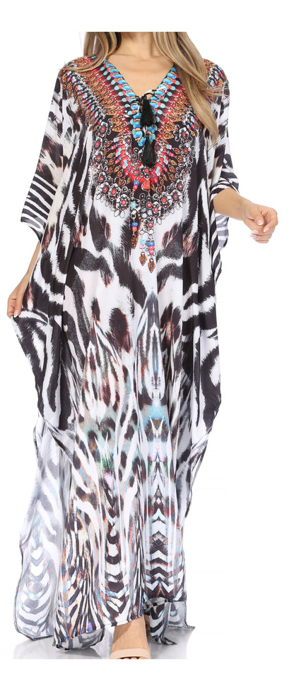 Plus Size Tropical Caftan Maxi Dress & Cover-Up