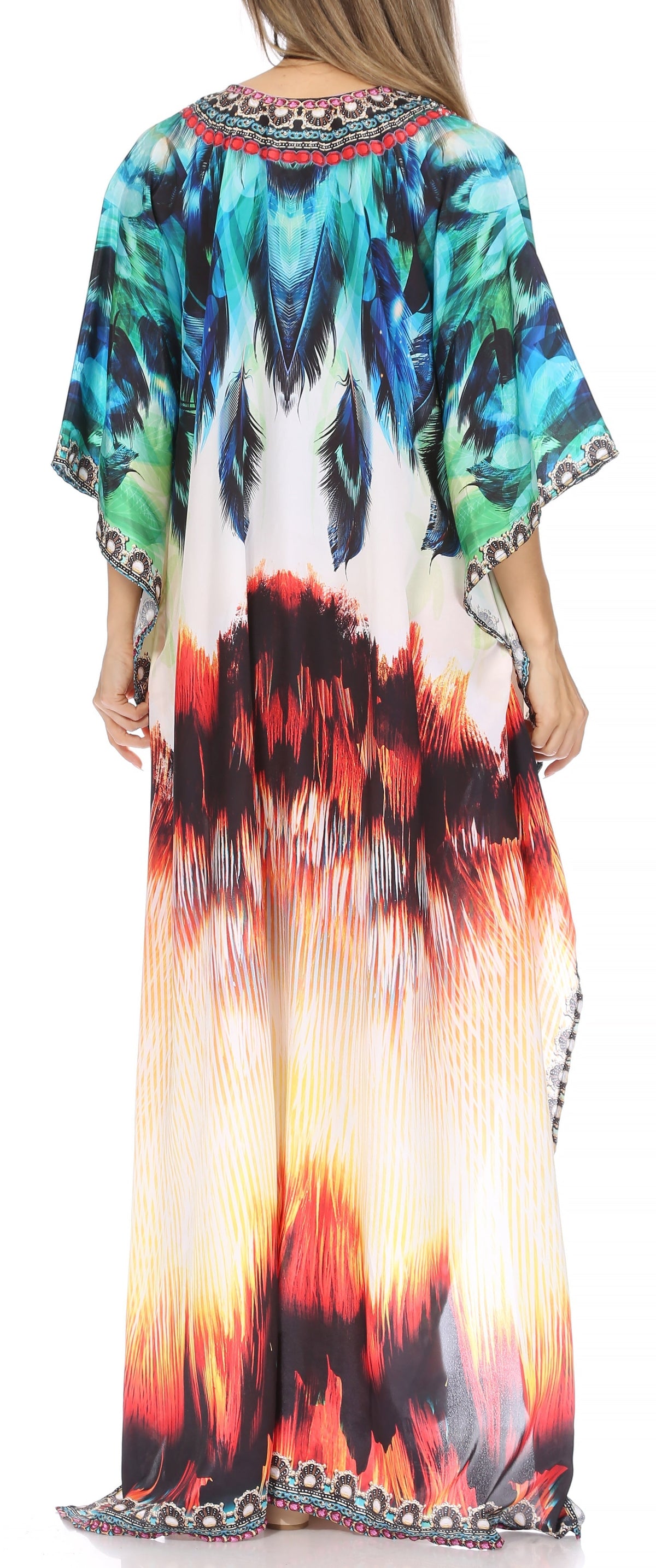 Plus Size Tropical Caftan Maxi Dress & Cover-Up