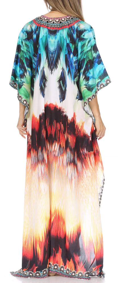 Plus Size Tropical Caftan Maxi Dress & Cover-Up