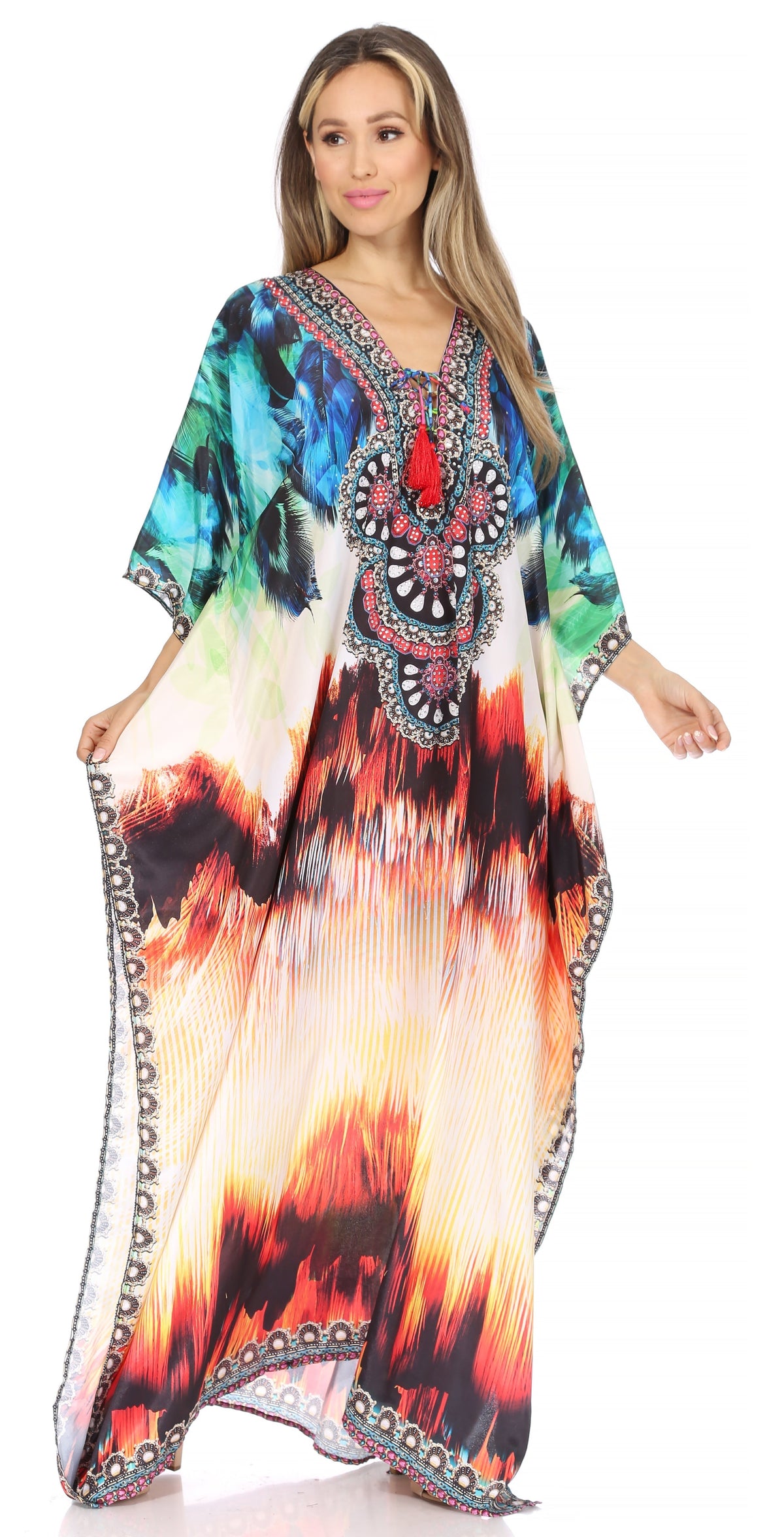 Plus Size Tropical Caftan Maxi Dress & Cover-Up