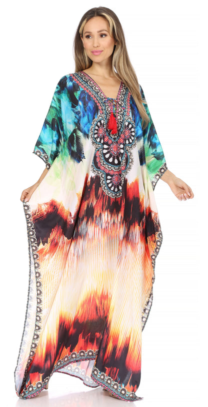 Plus Size Tropical Caftan Maxi Dress & Cover-Up