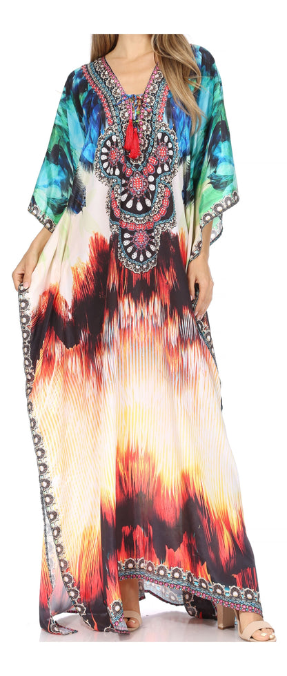 Plus Size Tropical Caftan Maxi Dress & Cover-Up