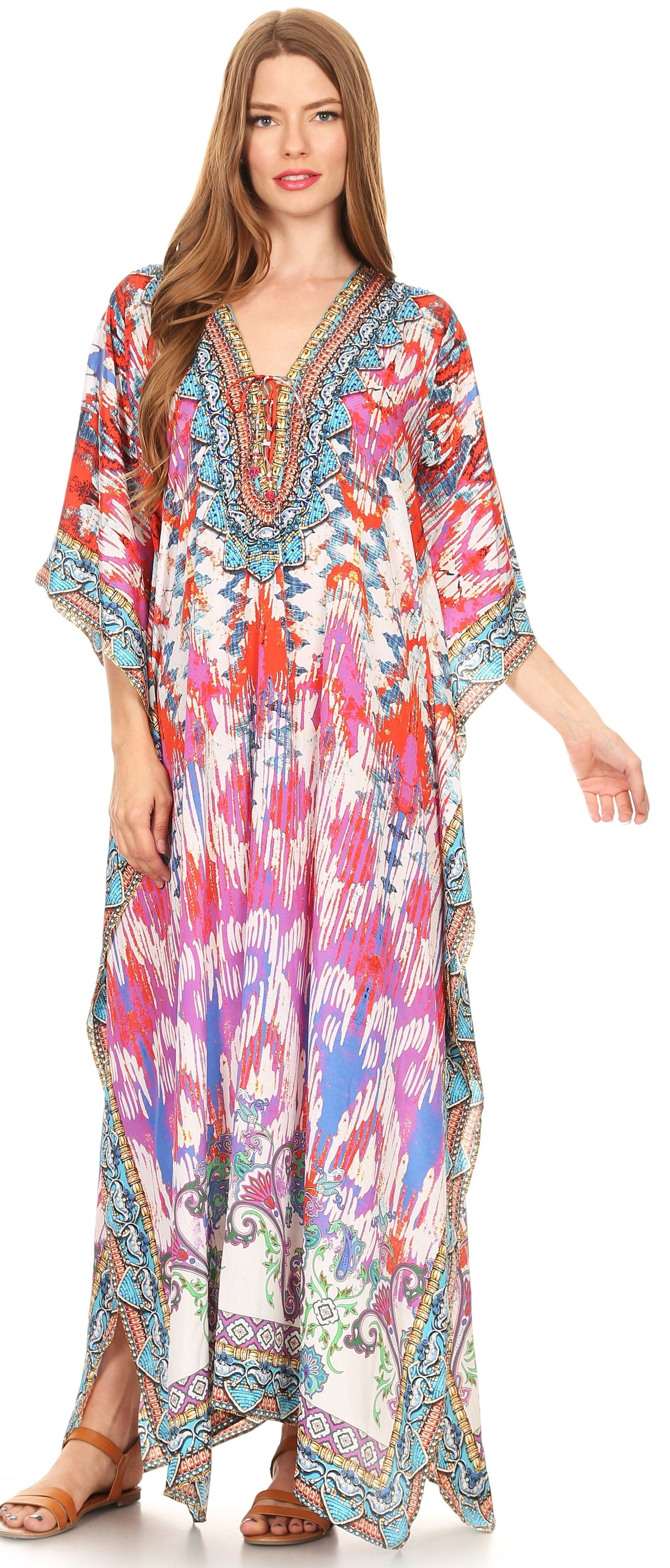 Plus Size Tropical Caftan Maxi Dress & Cover-Up