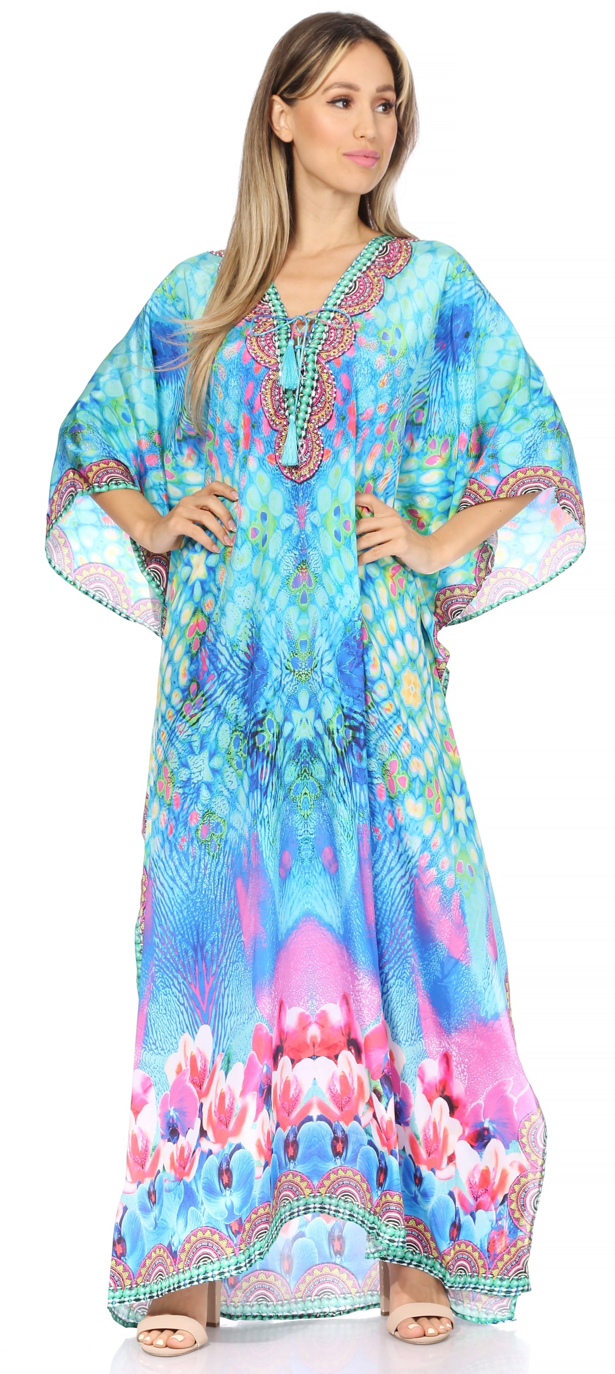 Plus Size Tropical Caftan Maxi Dress & Cover-Up