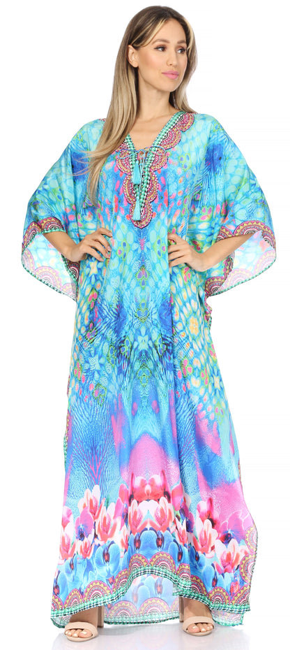Plus Size Tropical Caftan Maxi Dress & Cover-Up