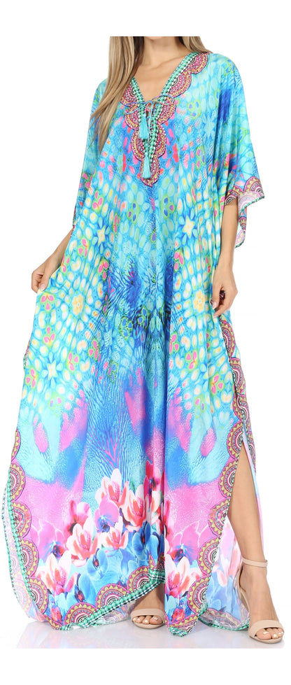 Plus Size Tropical Caftan Maxi Dress & Cover-Up