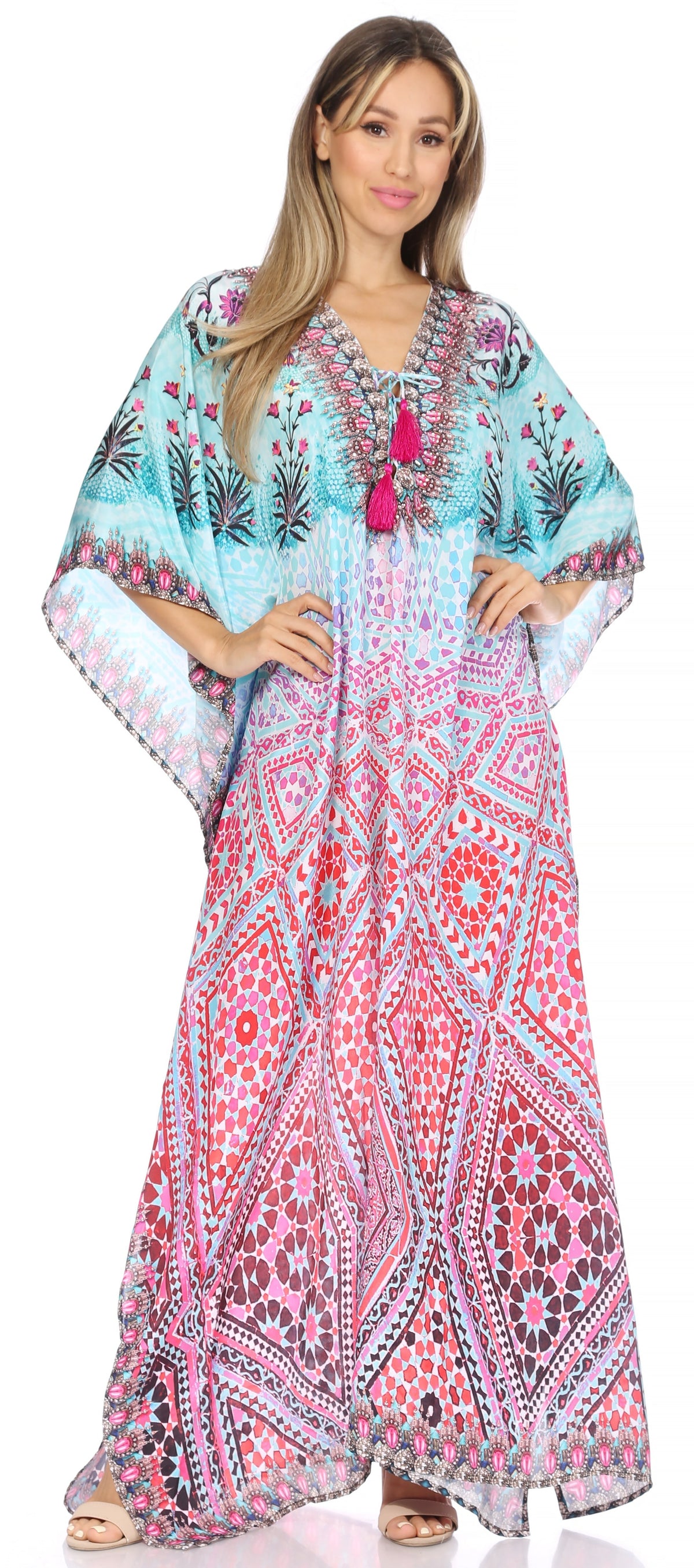 Plus Size Tropical Caftan Maxi Dress & Cover-Up