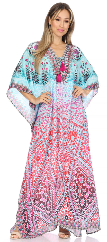 Plus Size Tropical Caftan Maxi Dress & Cover-Up