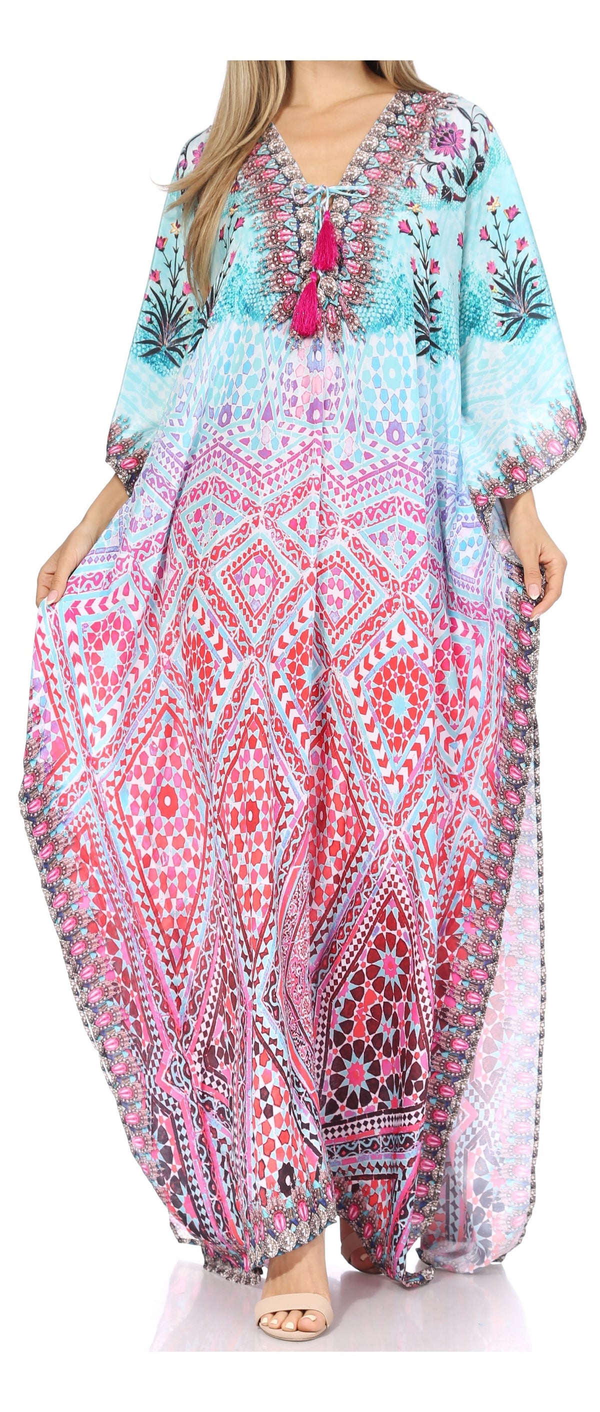 Plus Size Tropical Caftan Maxi Dress & Cover-Up