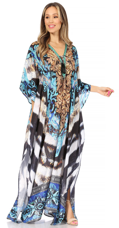 Plus Size Tropical Caftan Maxi Dress & Cover-Up