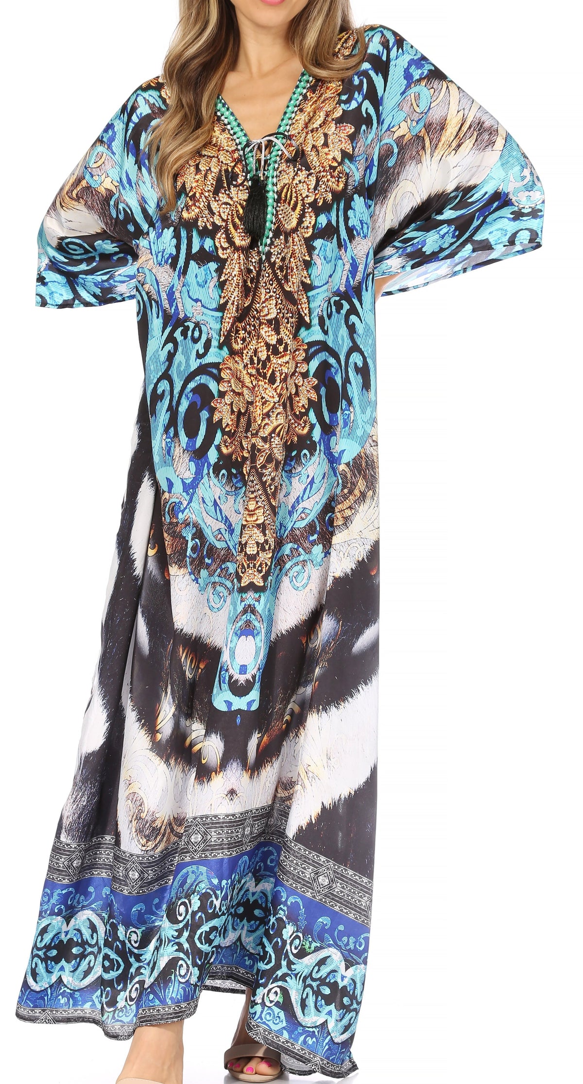 Plus Size Tropical Caftan Maxi Dress & Cover-Up