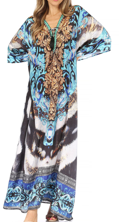 Plus Size Tropical Caftan Maxi Dress & Cover-Up
