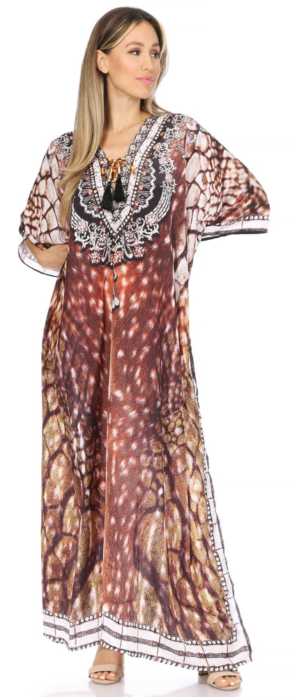 Plus Size Tropical Caftan Maxi Dress & Cover-Up