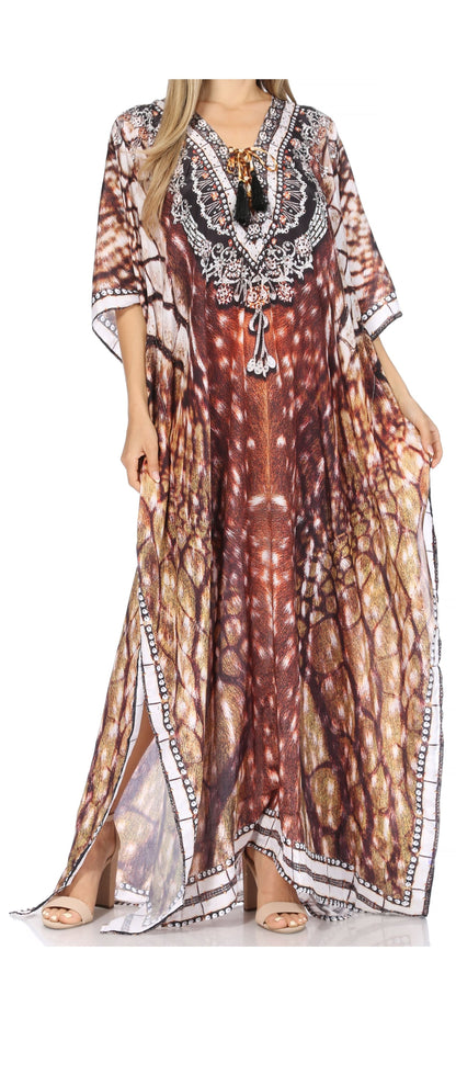 Plus Size Tropical Caftan Maxi Dress & Cover-Up