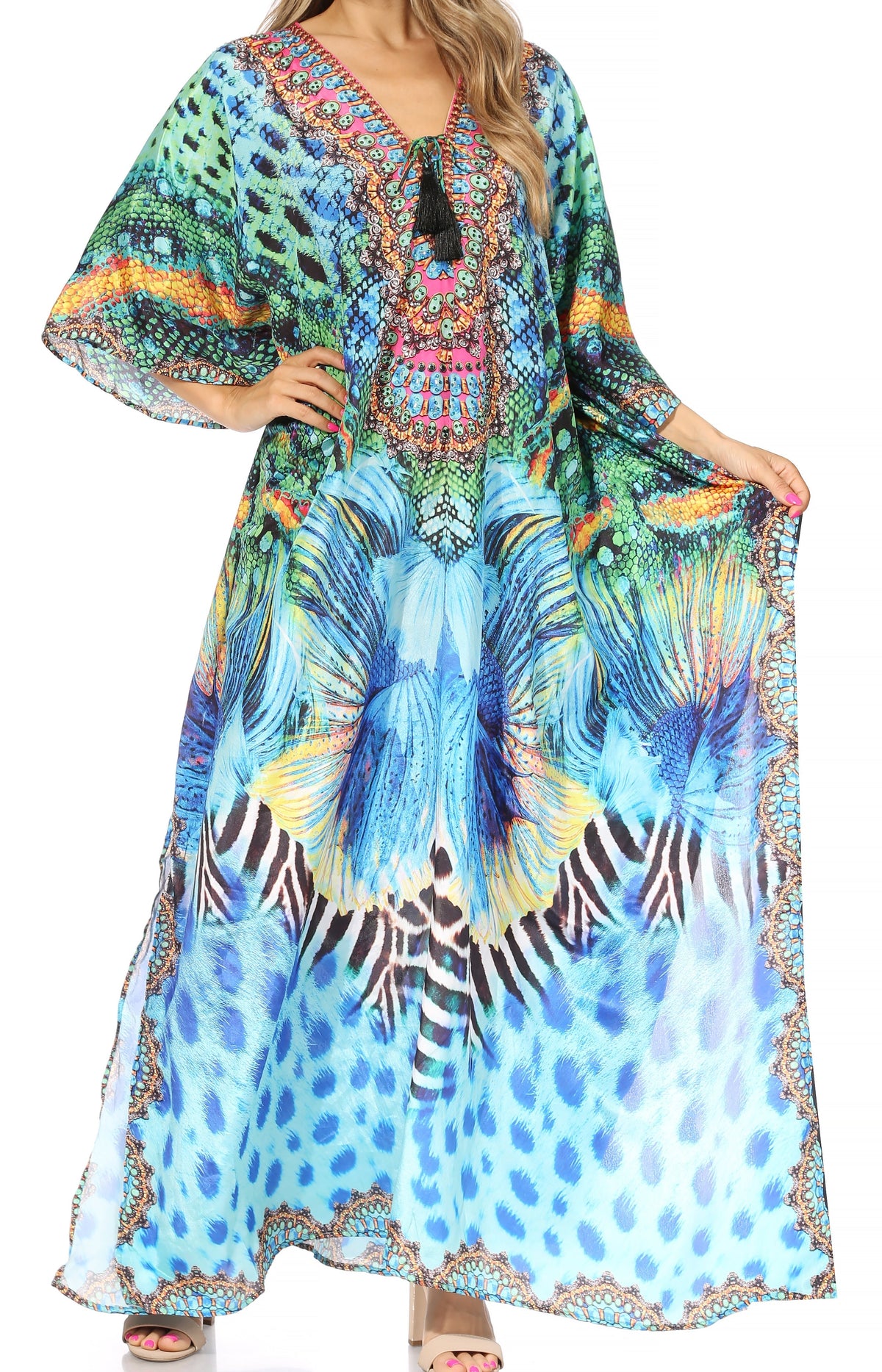 Plus Size Tropical Caftan Maxi Dress & Cover-Up