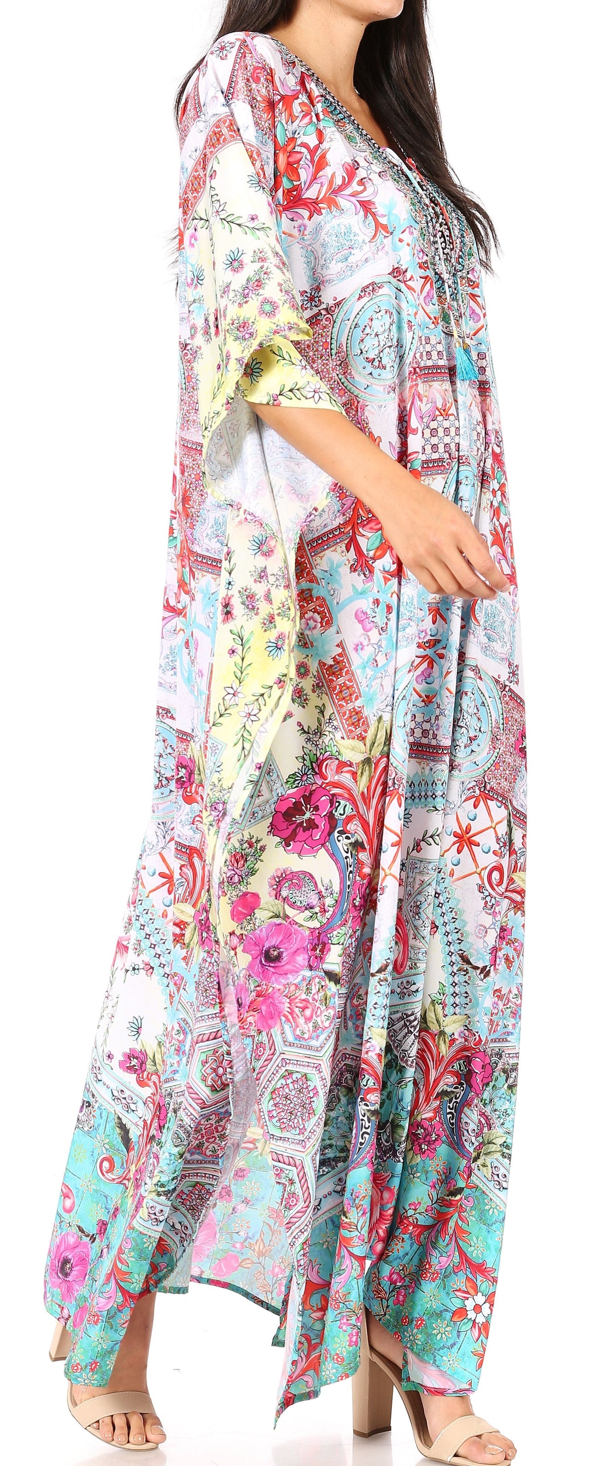 Plus Size Tropical Caftan Maxi Dress & Cover-Up
